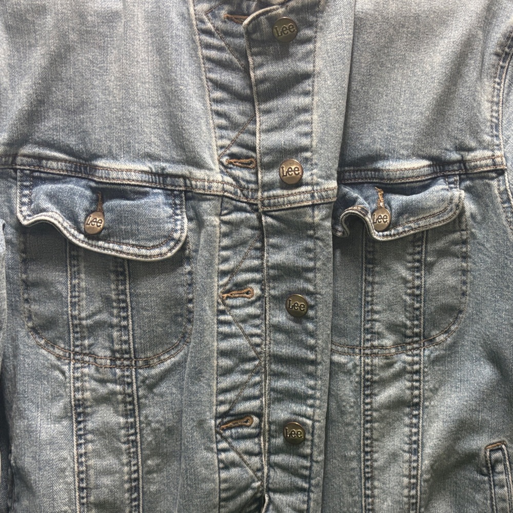 Lee Blue Denim Jacket with Button Accent